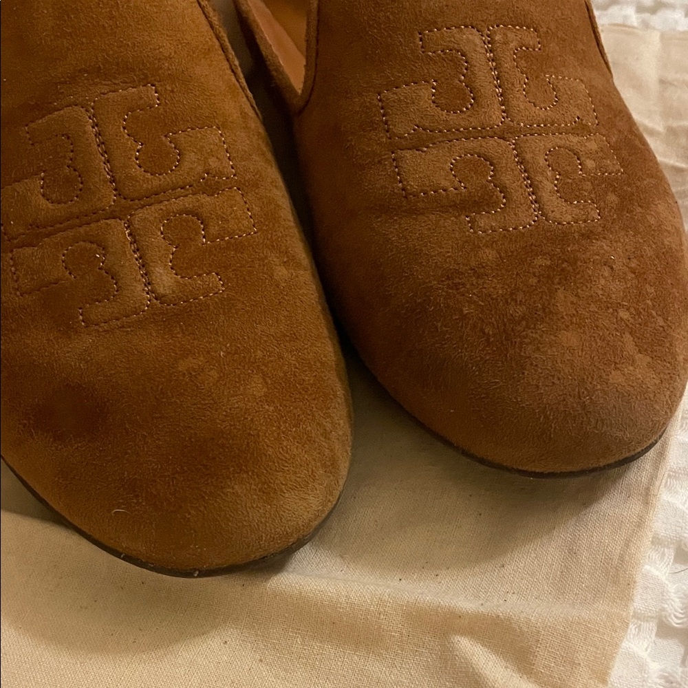 Tory Burch Brown Suede Loafers smoking slipper 9.5 rhum 200 - Picture 11 of 14